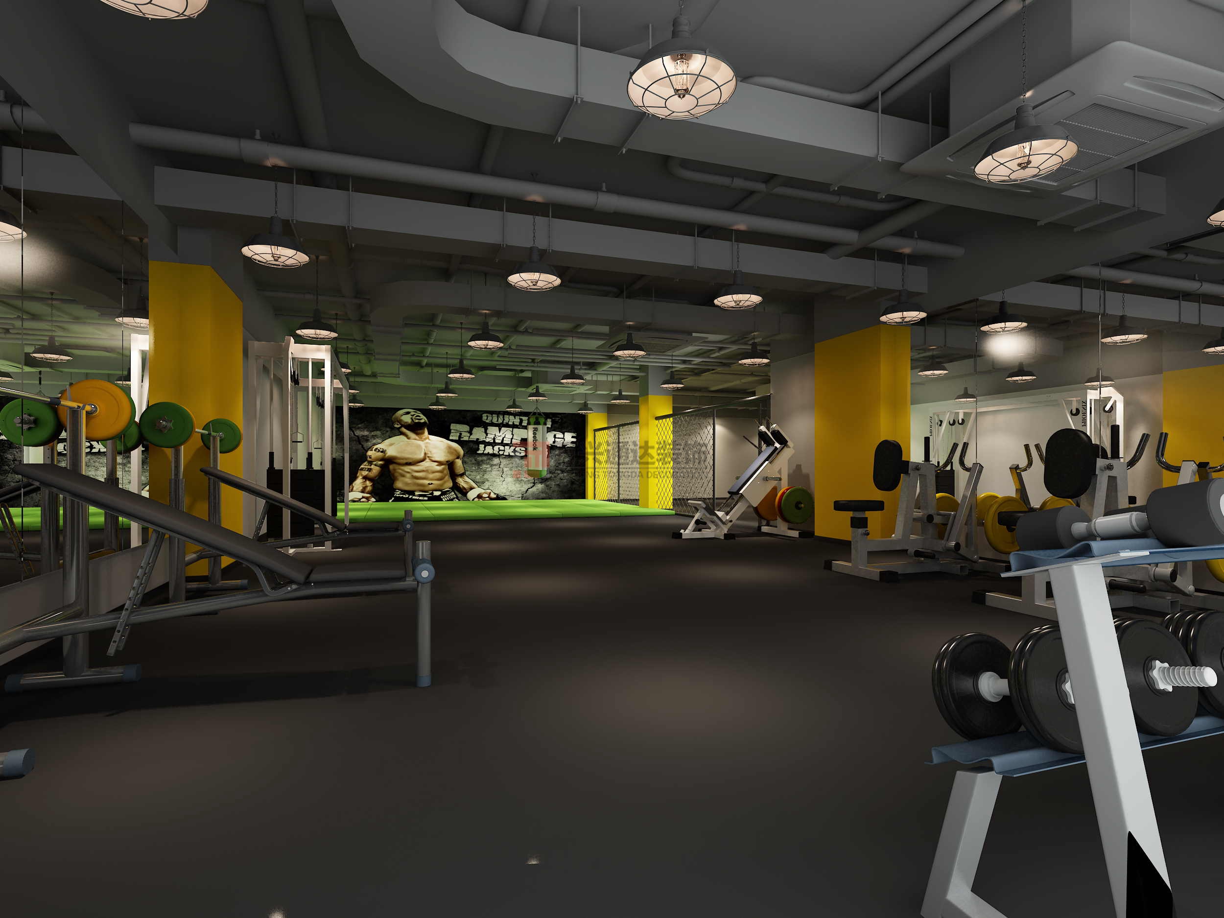 北京萬興通達(dá)辦公裝修項(xiàng)目-高迪健身裝修效果圖